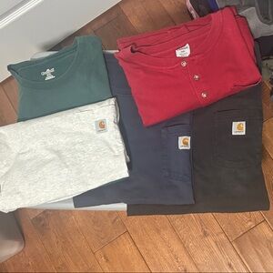 5 Carhartt T-Shirts Bundle in Red, Green, Gray, and Black